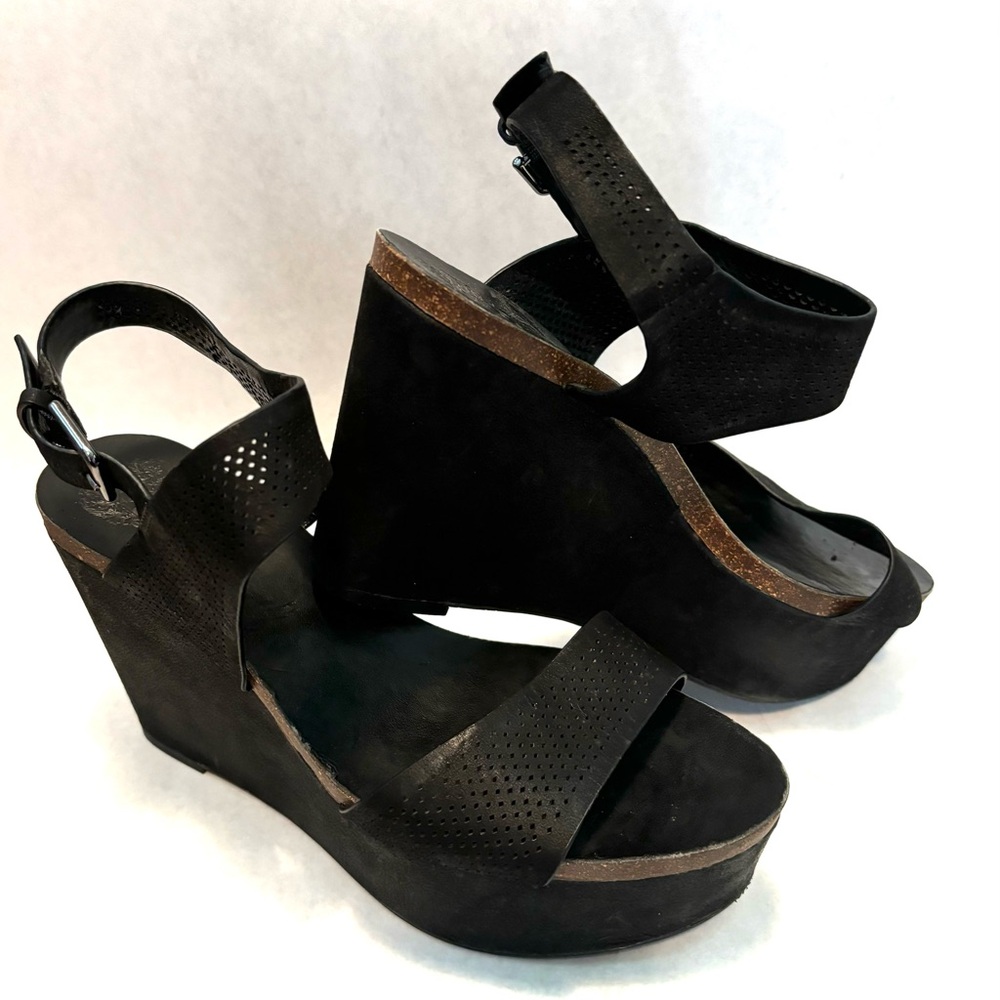 Vince Camino Black Wedge Sandals